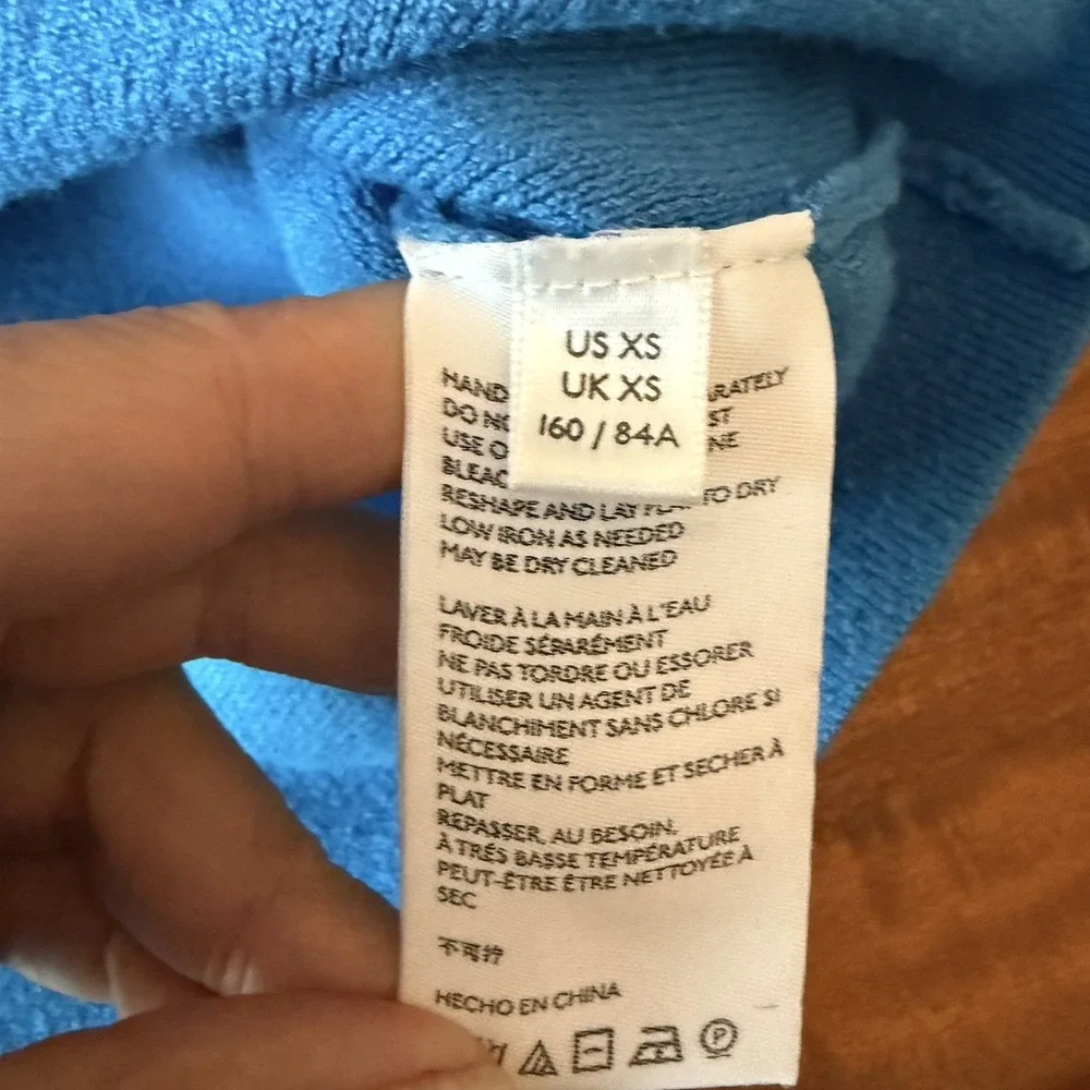 Maeve Anthropologie The Carys Mock-Neck Sweater Womens XS Turquoise Cropped F/W - Picture 7 of 8